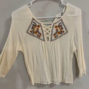 Floral Boho Cross Neck Papaya Blouse